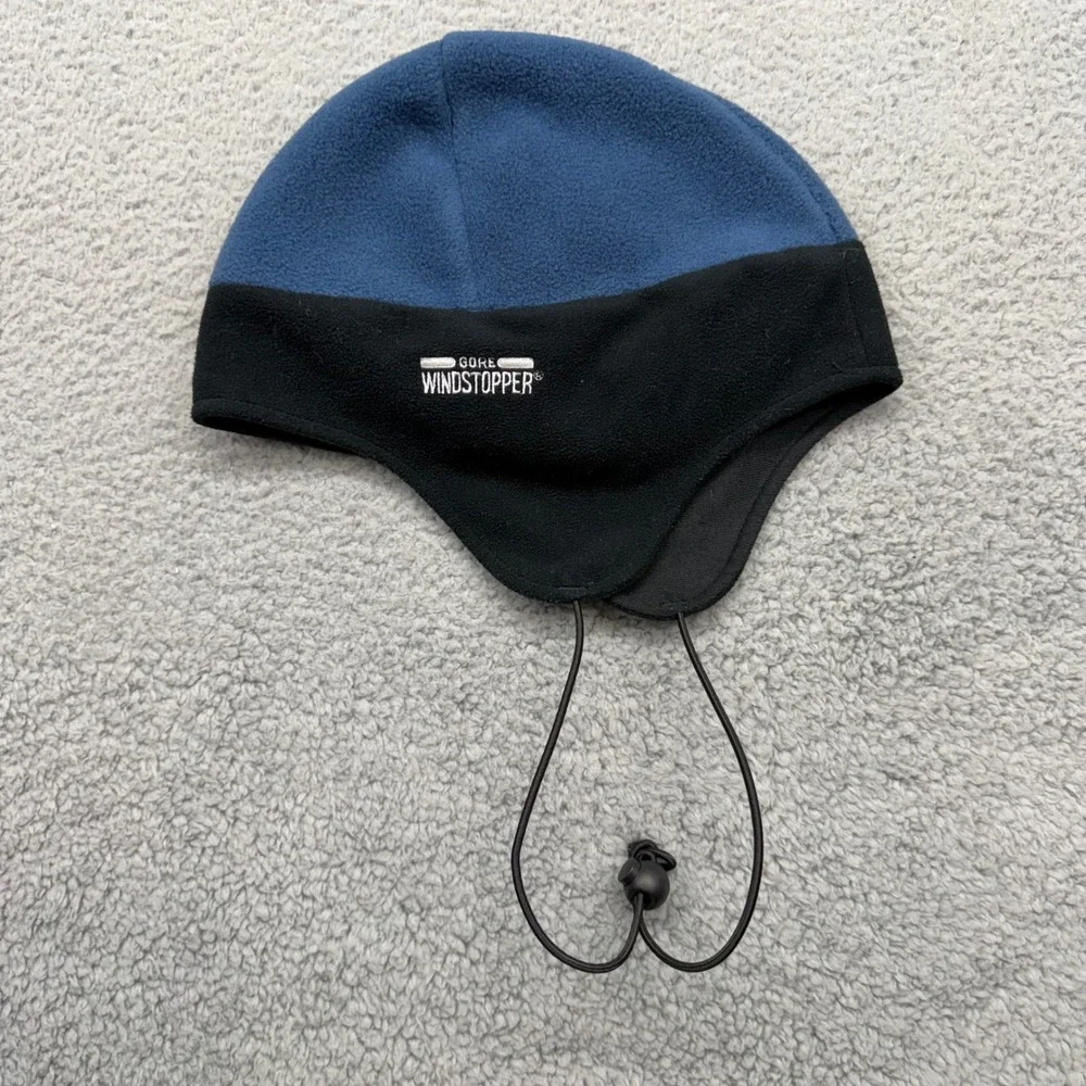 The North Face 89222 Fleece Winter Hat Earflap Windstopper Blue/Black Beanie Cap